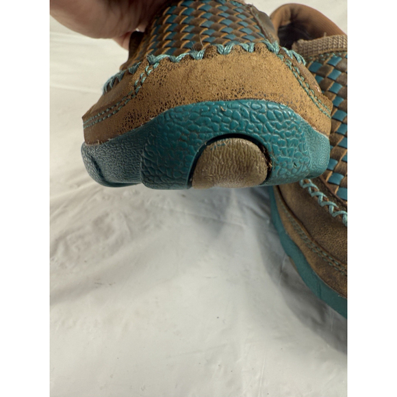 Twisted X Womens Size US 9.5 M Bomber Turquoise Checker Driving Mocs WDMS006 - Picture 11 of 16